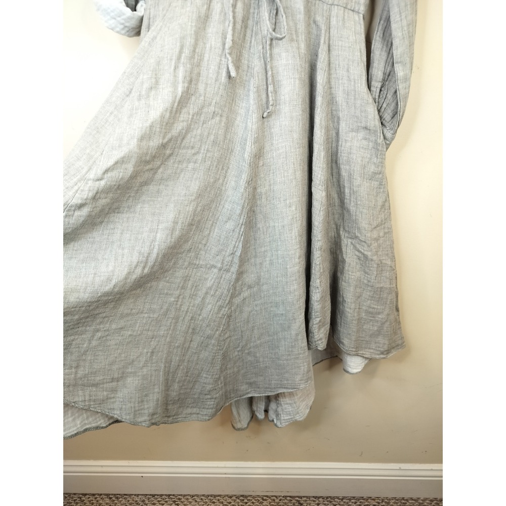 Unaya Hi Low Shirt Dress XXS Womens Grey Cotton Drawstring Lagenlook Minimal - Picture 6 of 11
